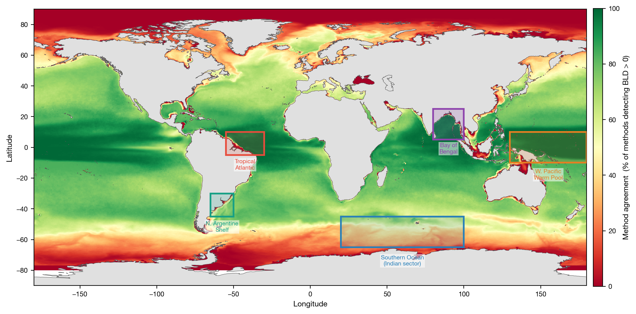 Inter-method agreement map